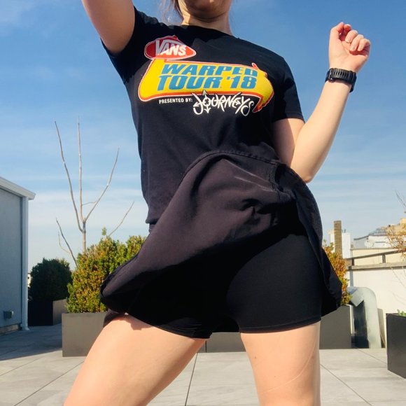 Skort Nylon Build in Panty Shorts Concert Unisex Black Bottom - Picture 4 of 11